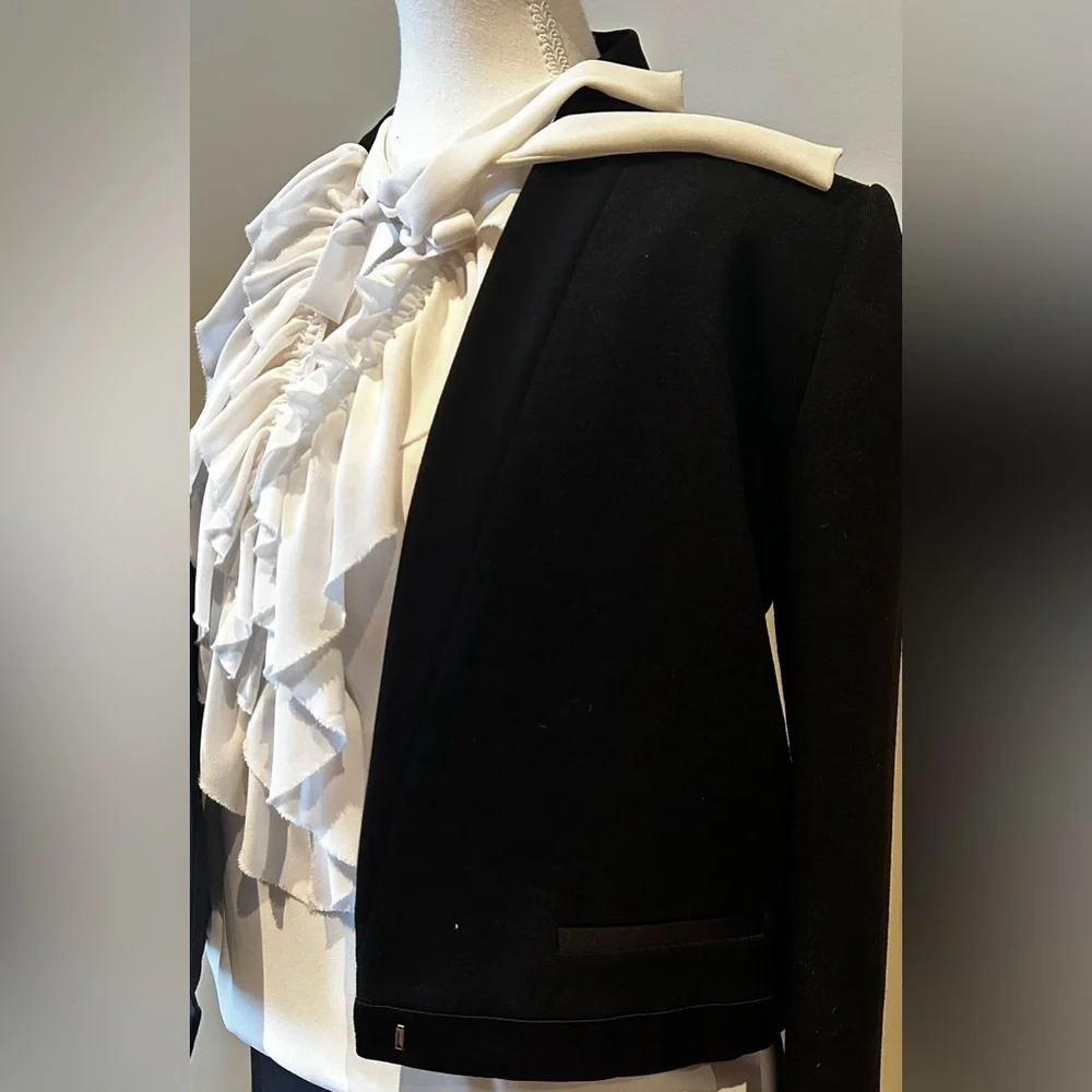 ISABEL MARANT No 1501 Crop Virgin Wool with Tuxedo Trim Blazer Black Women - Picture 10 of 16